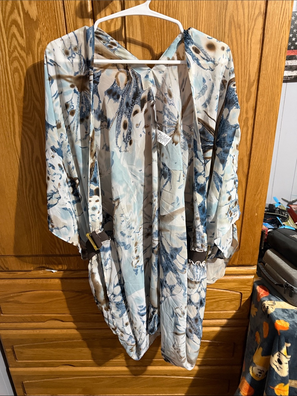 Light Blue Floral Kimono Cardigan - Women